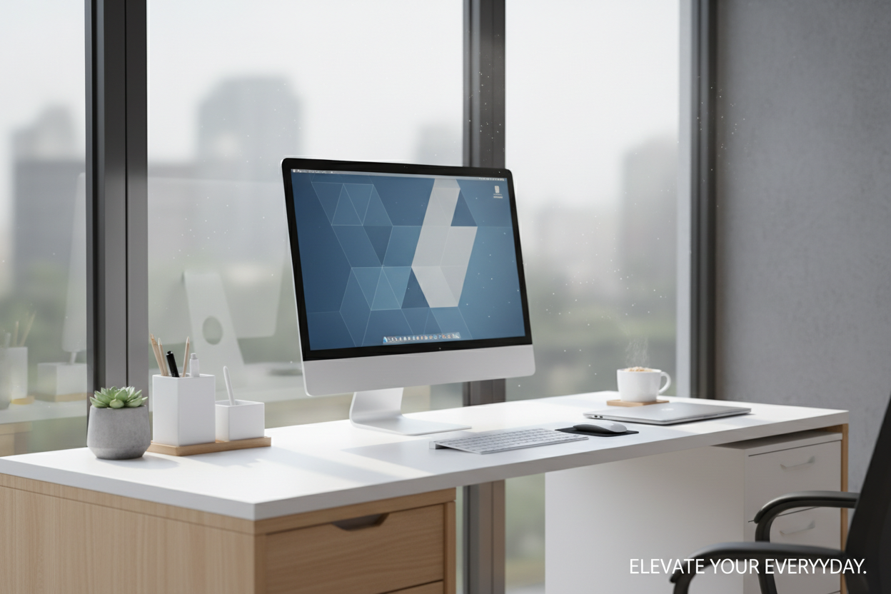 Office desk advertising poster 16:9